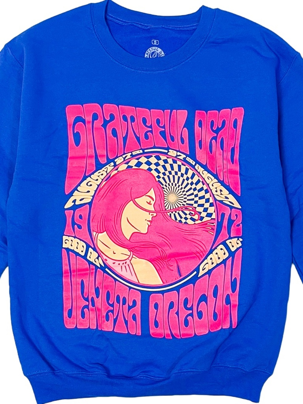 Grateful Dead 8-27-72 Veneta Oregon Crewneck Sweatshirt Blue Pink Unisex S NWT - Picture 5 of 9